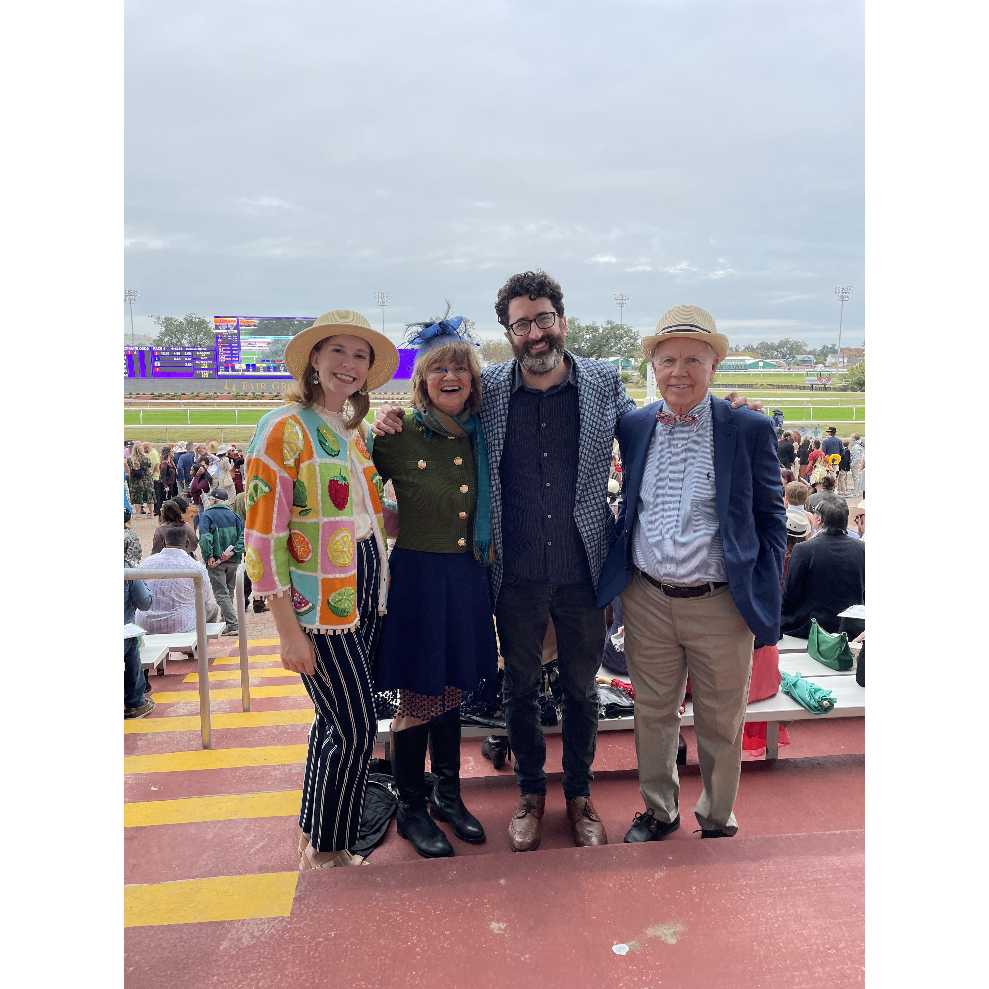 Thanksgiving 2022 with Brian’s mom Diane and stepdad Terry, at the New Orleans racetrack.