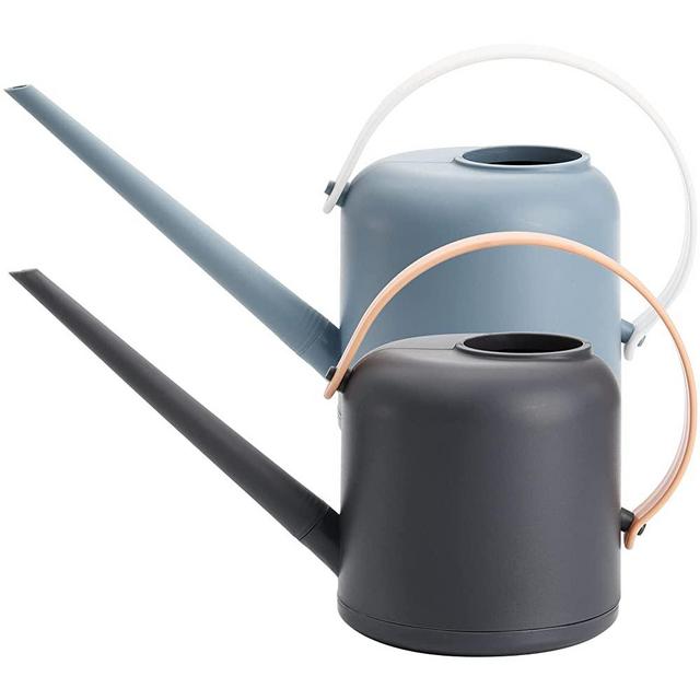 ZENFUN 2 Pack Watering Can with Long Spout, 1/2 Gallon 60 Oz Plastic Watering Pot for House Bonsai Garden Flower, Indoor Outdoor Plants, Enlarged Injection Port, Blue and Grey