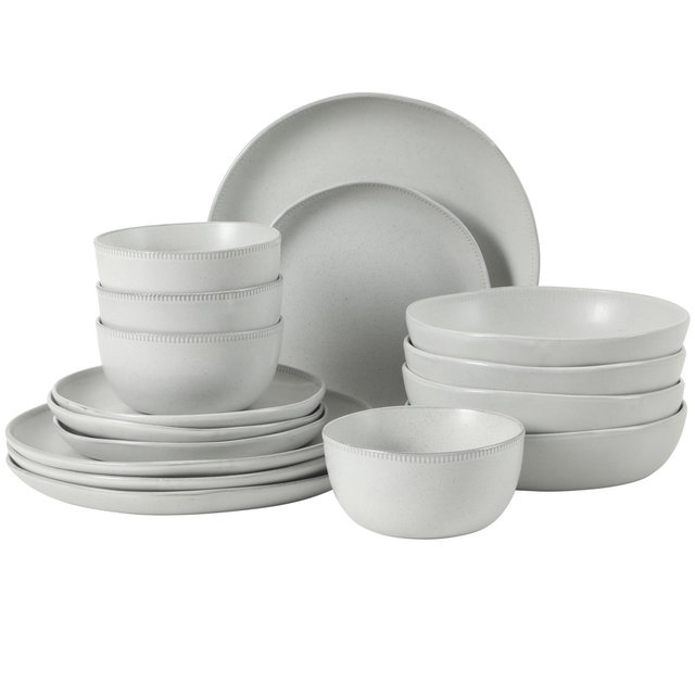 Gibson Elite Menlo Park 16-Piece Stoneware Dinnerware Set – White