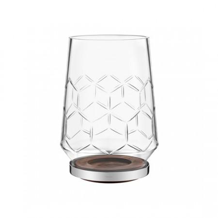 Madison 6 Glass, Wood And Silver Plated Hurricane