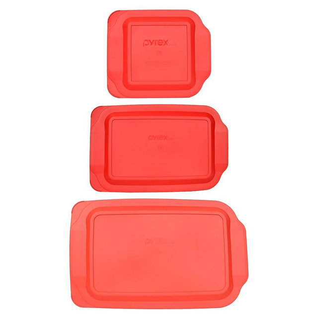 Pyrex 234-PC 4qt, 233-PC 3qt, & 222-PC 2qt Red BPA-Free Plastic Lids - Made in USA