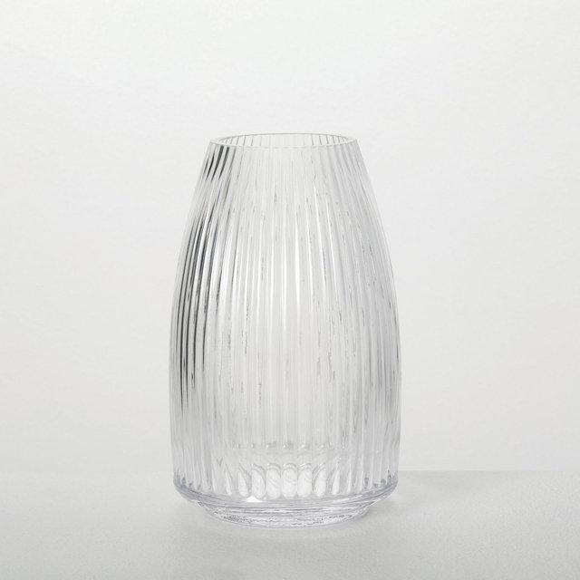 Sullivans 8" Ribbed Clear Glass Vase