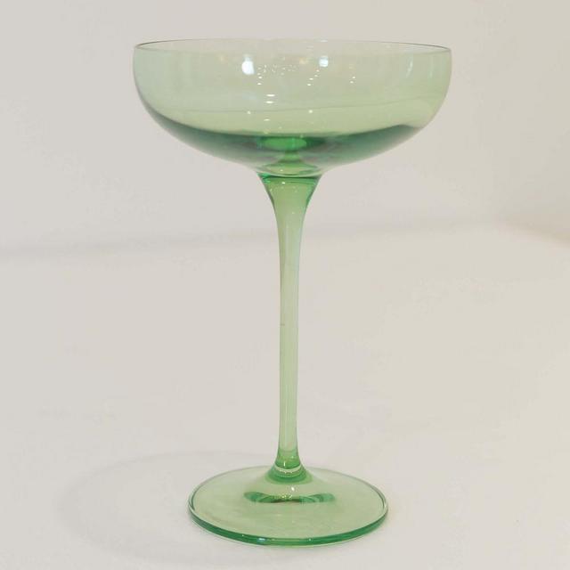 Estelle Colored Champagne Coupe Glass, Mint Green, Set of 6