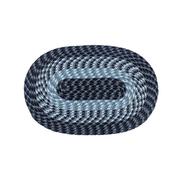 20" x 30" Alpine Collection Navy Stripe Reversible Indoor Area Utility Oval Rug - Better Trends