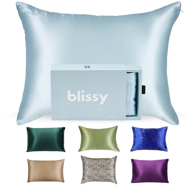 Blissy Silk Pillowcase - 100% Pure Mulberry Silk - 22 Momme 6A High-Grade Fibers - Silk Pillow Cover for Hair & Skin - Regular, Queen & King (Sky Blue, King)