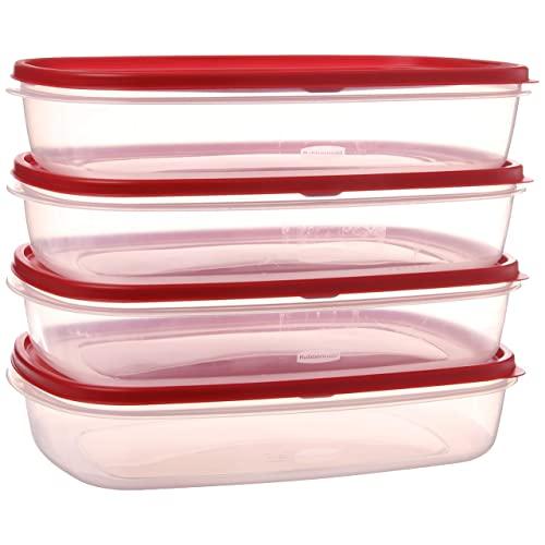 Rubbermaid 644766082353 Easy Find Lid Food Storage Container, BPA-Free Plastic, 1-1/2 Gal (4-Pack), Clear