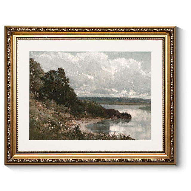 ARPEOTCY Vintage Gold Framed Wall Art, Retro Seaside Landscape Paintings, Canvas Prints Pictures Frame Artwork, Victorian Wall Decor for Living Room Bedroom Bathroom, 13x16 inch