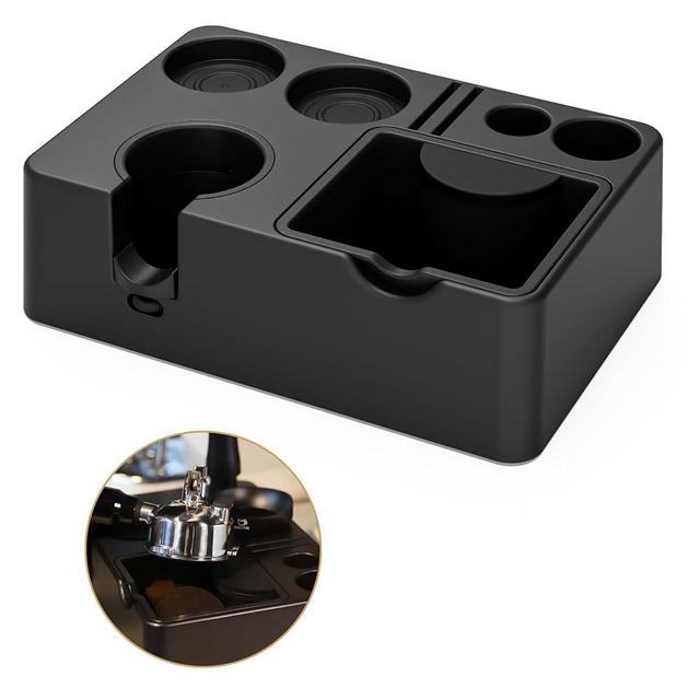MEION Espresso Tamping Station, Detachable Espresso Knock Box and Tamp Station, 10 in 1 Espresso Organizer Fits 51, 54, 58MM Espresso Tamper, Portafilter, Distributor Puck Screen Espresso Accessories