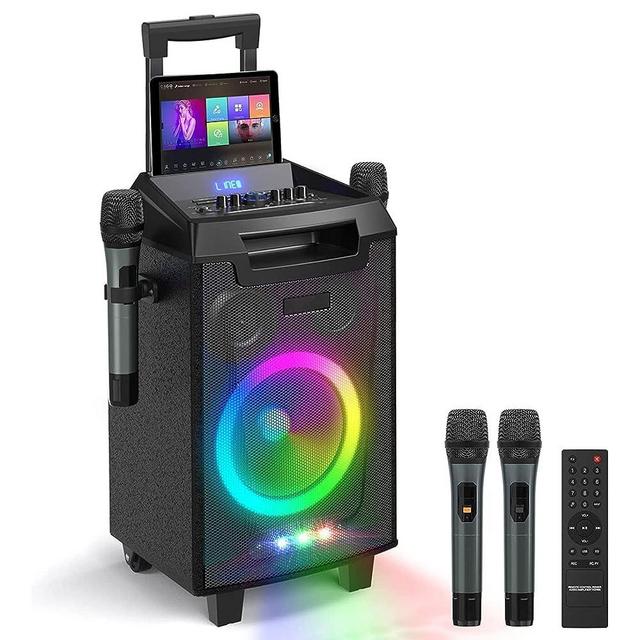 Karaoke Machine with 2 Microphones, Bluetooth Speaker PA System for Adults & Kids with 2 Wireless Microphones, 8'' Subwoofer, Wireless Singing Machine for Christmas Party, Wedding, Gathering(VS-0866)