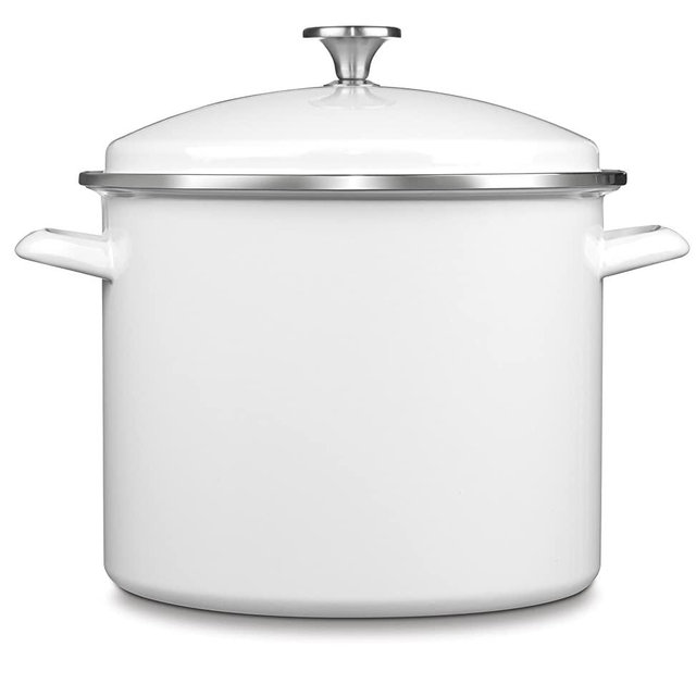 Cuisinart Chef's Classic Enamel on Steel Stockpot with Cover, 12-Quart, White