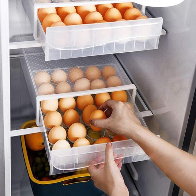 NEWFORCE 30 Grid Single Layer Egg Holder for Refrigerator, BPA Free Egg Storage Container for Fridge, Household Egg Organizer Storage Box for Kitchen Farm