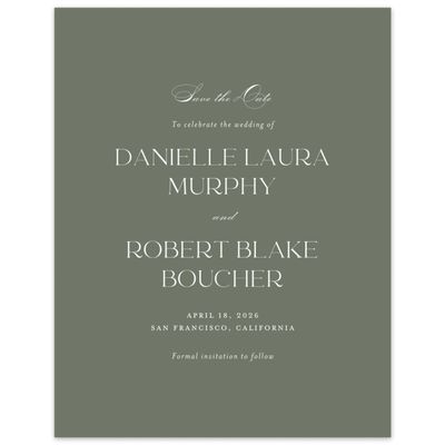 Dark Sage, Green Wedding Digital Save the Date - Hilltone Portrait