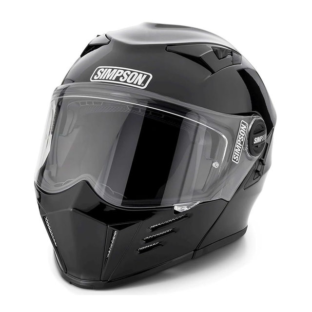 Simpson Mod Bandit Modular Motorcycle Helmet - DOT & ECE Certified - Flip Front, Comms Ready, Internal Sun Shield and External Clear Face Shield Included - Shell in Gloss Black