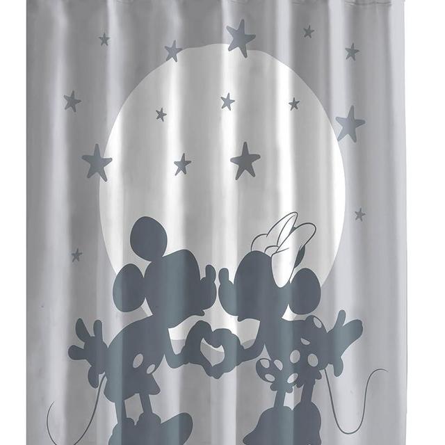 Jay Franco Disney Mickey Mouse and Minnie Mouse Shower Curtain - Licensed Bathroom Décor for Kids or Teens - 70 x 72 Inch Washable Fabric Curtain
