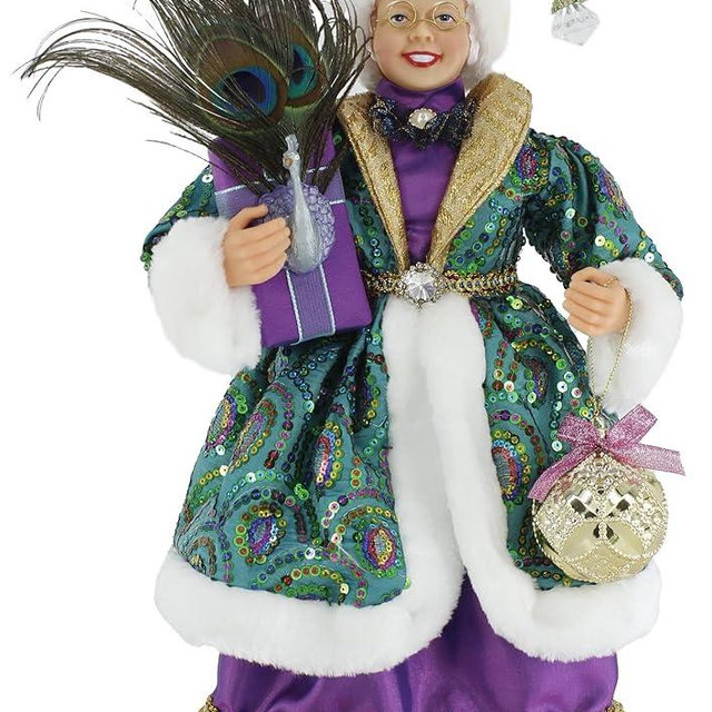 Windy Hill Collection 16" Inch Standing Stunning Sequin Mrs. Claus Christmas Figurine Figure Decoration 163068