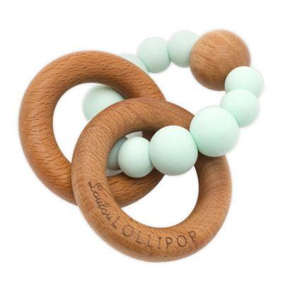 Loulou LOLLIPOP Silicone and Wood Bubble Teething Ring in Rainbow