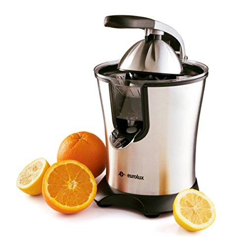 Eurolux Electric Orange Juicer Squeezer Stainless Steel 160 Watts of Power Soft Grip Handle and Cone Lid for Easy Use