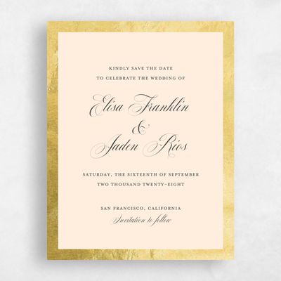 Buttercream, Beige Wedding Save the Date - Azurite Portrait Foil