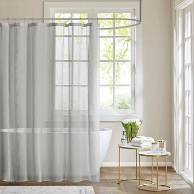 Madison Park Lydia Sheer Shower Curtain in Gray