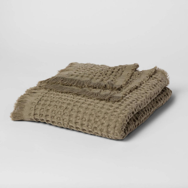 60"x80" Waffle Bed Throw Green - Threshold™