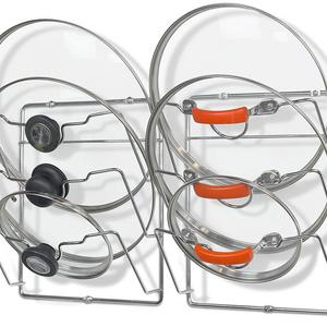 2 Pack - SimpleHouseware Cabinet Door/Wall Mount Pot Lid Organizer Rack, Chrome