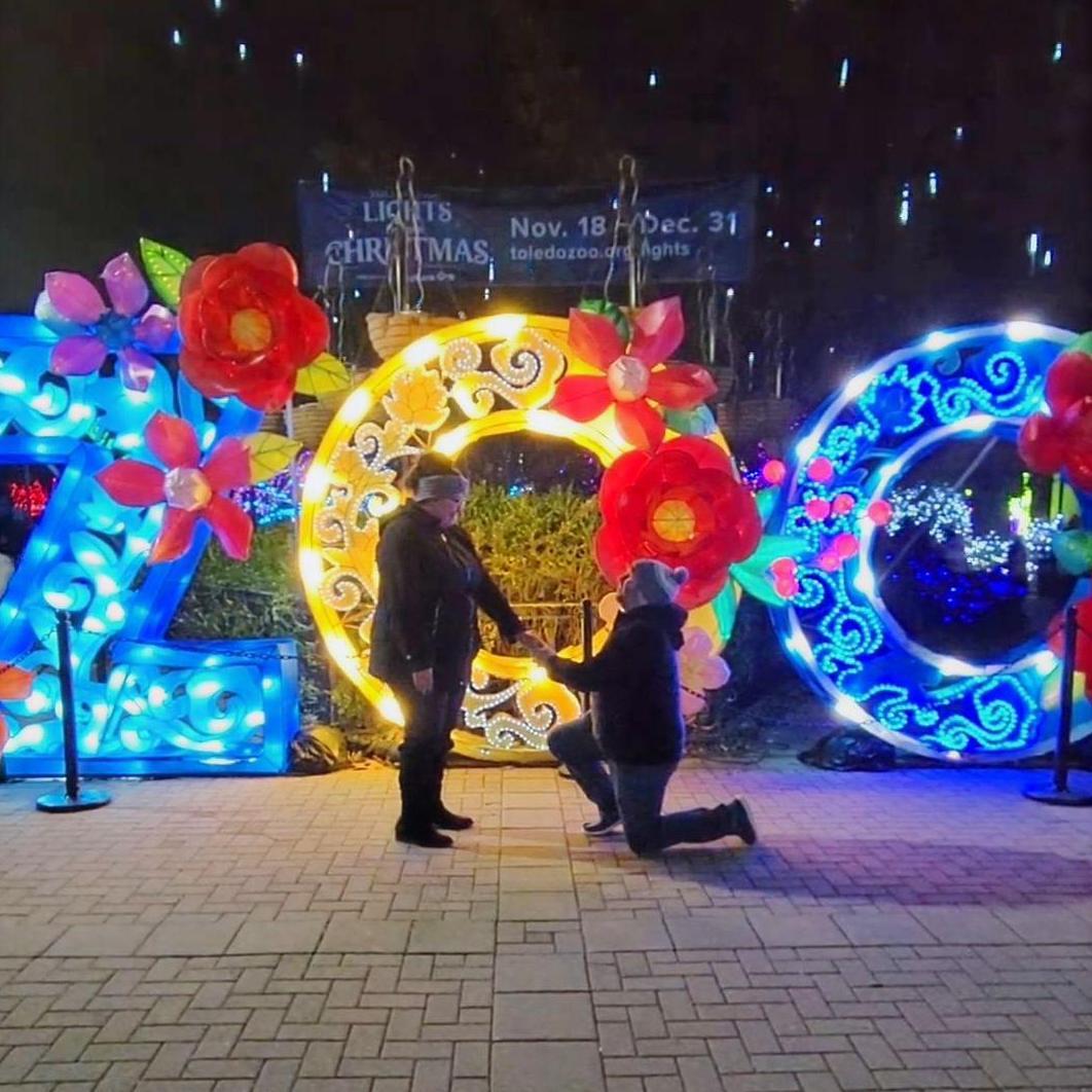 Our 2nd time back to the Toledo Zoo and we got engaged where we took a photo from our 1st date!