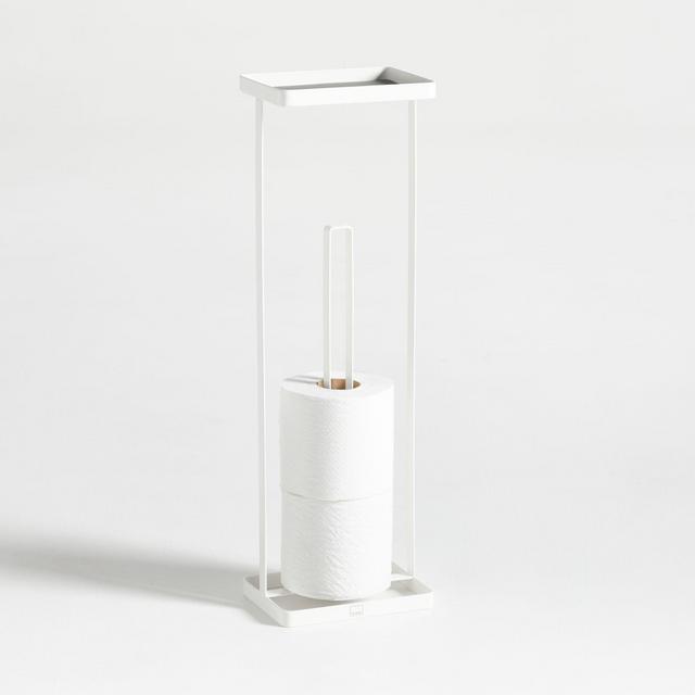 Yamazaki White Toilet Paper Stand with Tray