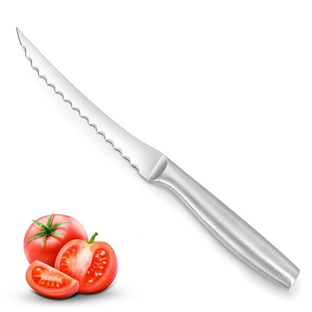 Omesata Tomato Knife, Tomato Slicing Knives Serrated Blade from High Carbon Stainless Steel for Smooth Cutting Tomatoes, Vegetables and Fruits