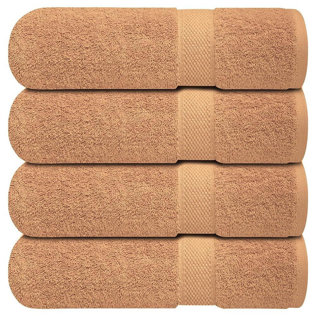 Infinitee Xclusives Luxury 100% Ring-Spun Cotton Bath Towels Set of 4 (27x54 inches) – Soft, Absorbent & Quick-Drying Towels for Bathroom, Gym, Spa & Hotel Use (Cosmic Sand, Bath Towels)