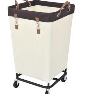 StorageWorks 160L Laundry Basket with Wheels, Large Rolling Hampers for Clothing Organizer, Dirty Clothes Basket for Hotel, Home, Closet, Dorm, Beige
