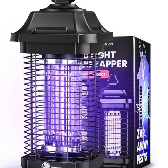 PowerBear LED Bug Zapper Outdoor Indoor, 10 Years Lifespan Lamp Sustainable with 6.5ft Power Cord, High-Voltage Mosquito Zapper