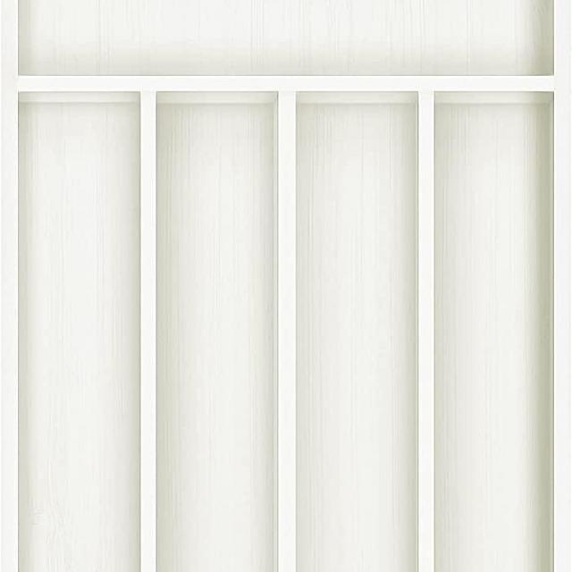 Utopia Kitchen Bamboo Silverware Organizer- 5 Compartments - Bamboo Drawer Organizer - Bamboo Hardware Organizer - White