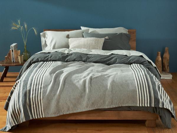 Mariposa Supersoft Cotton Blanket - Gray Multi Stripe