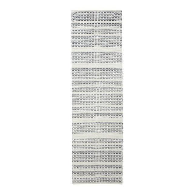 Hawthorne Striped Synthetic Rug with Anti Slip Backing, 2.5' x 9', Indigo/Ivory