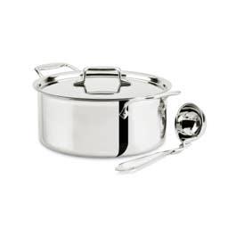 D5 Stainless Polished 5-ply Bonded Cookware, Ultimate Soup Pot with lid and Ladle, 6 quart
