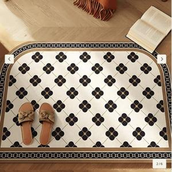 Stylish French-Inspired black and white Indoor door Mat