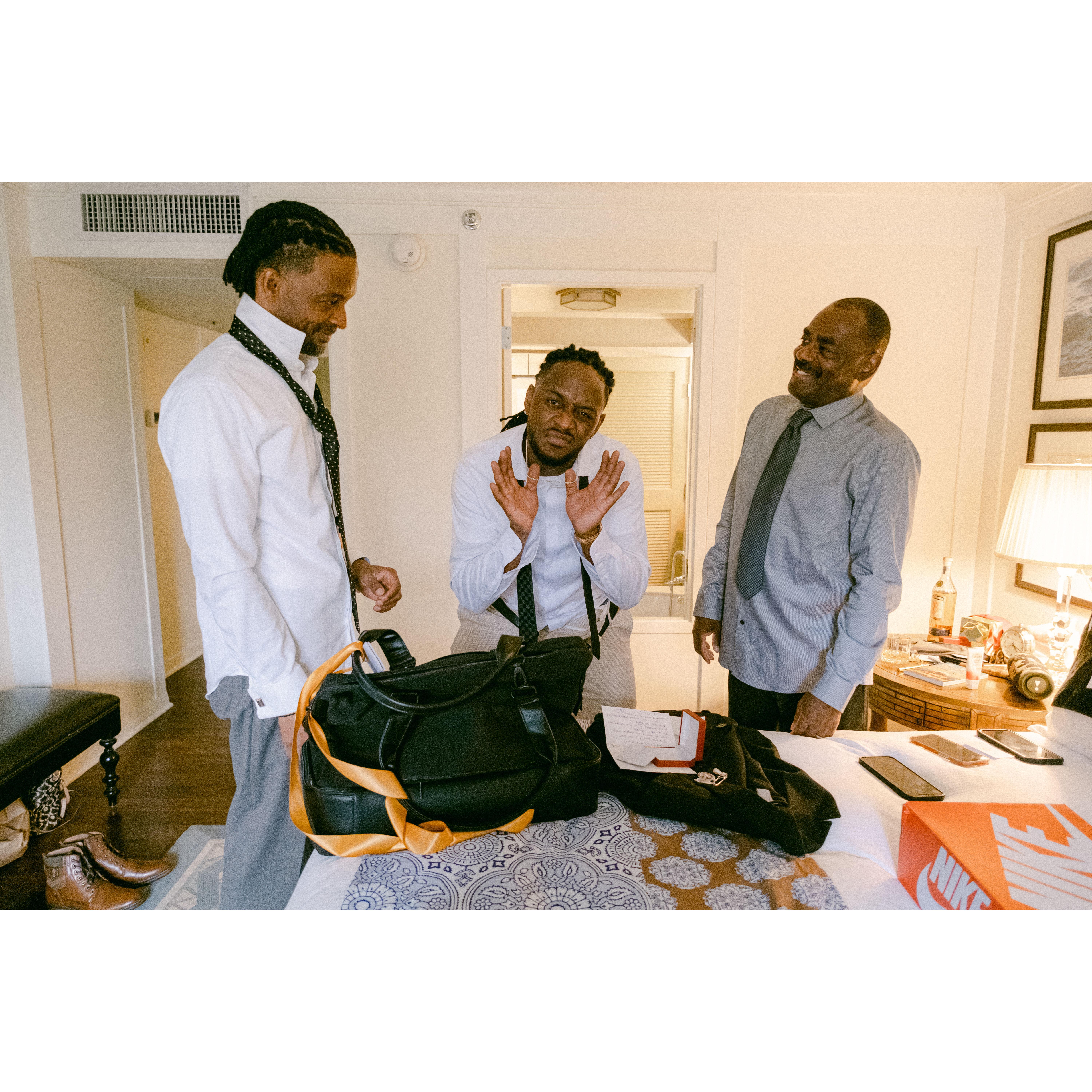 Aprille gifted Jason a gold rope chain.  Now he's "chained" for life!