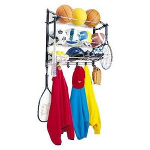 LYNK - Lynk Sports Rack with Adjustable Hooks - Sports Gear Storage - Black/Silver