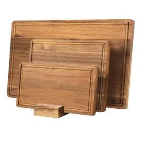 KOLWOVEN Wood Cutting Boards for Kitchen - Set of 3, Wooden Cutting Board Set with Holder for Chopping Meat, Cheese, Fruits, Vegetables, Knife Friendly Serving Tray