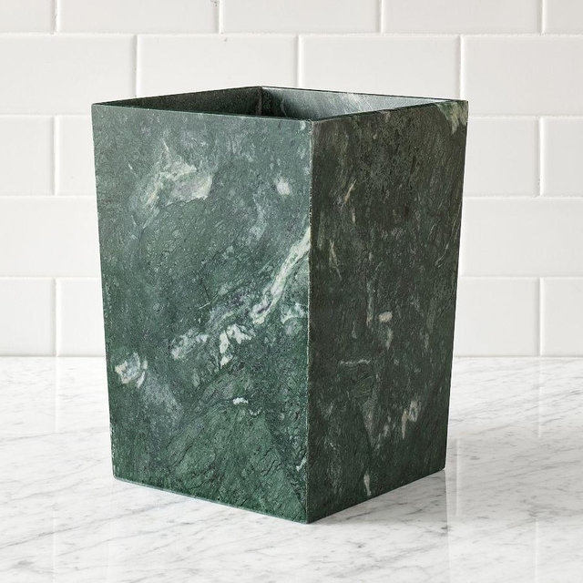Green Marble Trash Can, Emerald Green