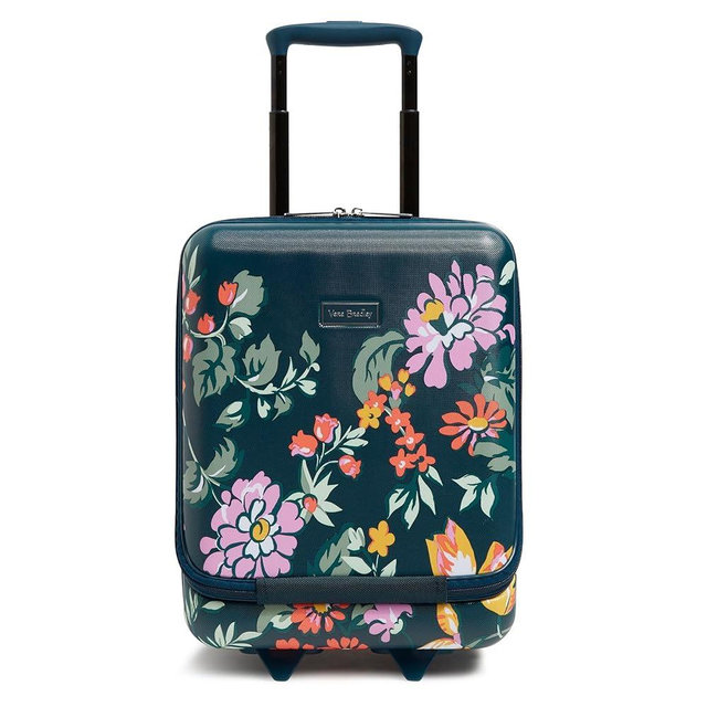 Vera Bradley Women's Hardside Underseat Rolling Suitcase Luggage, Fresh-Cut Floral Green, One Size