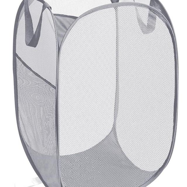 Durable Collapsible Laundry Baskets, Foldable Laundry Hamper with Side Pocket, Tear-resistant Clothes Hampers for Bathroom, Laundry, Kids Room, Dorm or Travel Grey