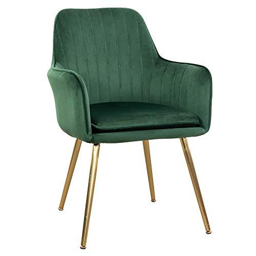 DMF Furniture Modern Velvet Accent Chair High Back Elegant Dinning Chairs with Arms in Living Guest Room (Green)
