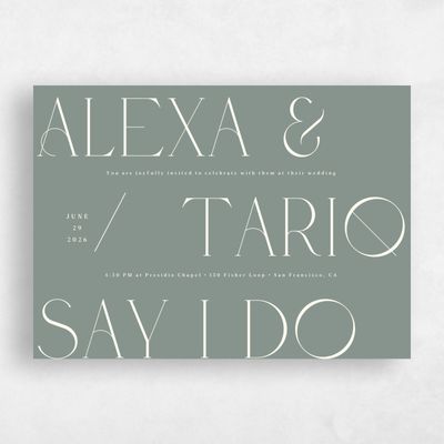 Deep Sage, Green Wedding Invitation - Gothenburg Landscape