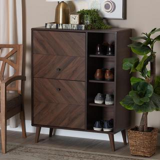 Keiran Mid-Century Modern 2-Door Shoe Cabinet