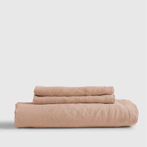 Linen Fitted Sheet Set in Desert Sunset/Queen, Without Flat Sheet