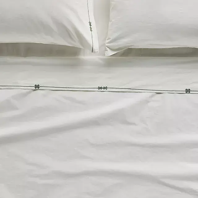 Taylor Organic Cotton Percale Embroidered Sheet Set​