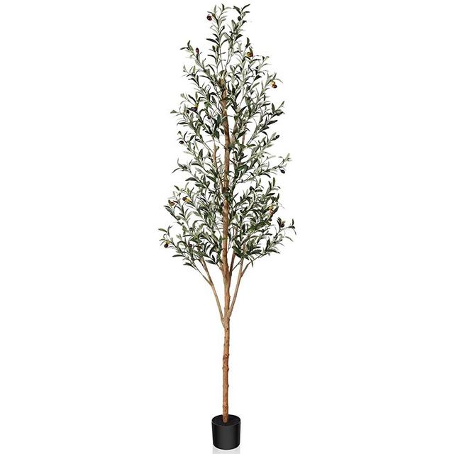 Kazeila Artificial Olive Tree 7FT Tall Faux Silk Plant for Home Office Decor Indoor Fake Potted Tree with Wood Branches and Fruits