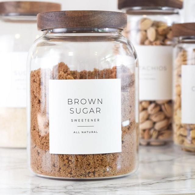 Minimalist Pantry Labels • Personalization Available • Durable, Water & Oil Resistant • Square or Round, fits Mason Jars