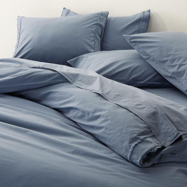 Washed Organic Cotton Blue Full/Queen Duvet Cover